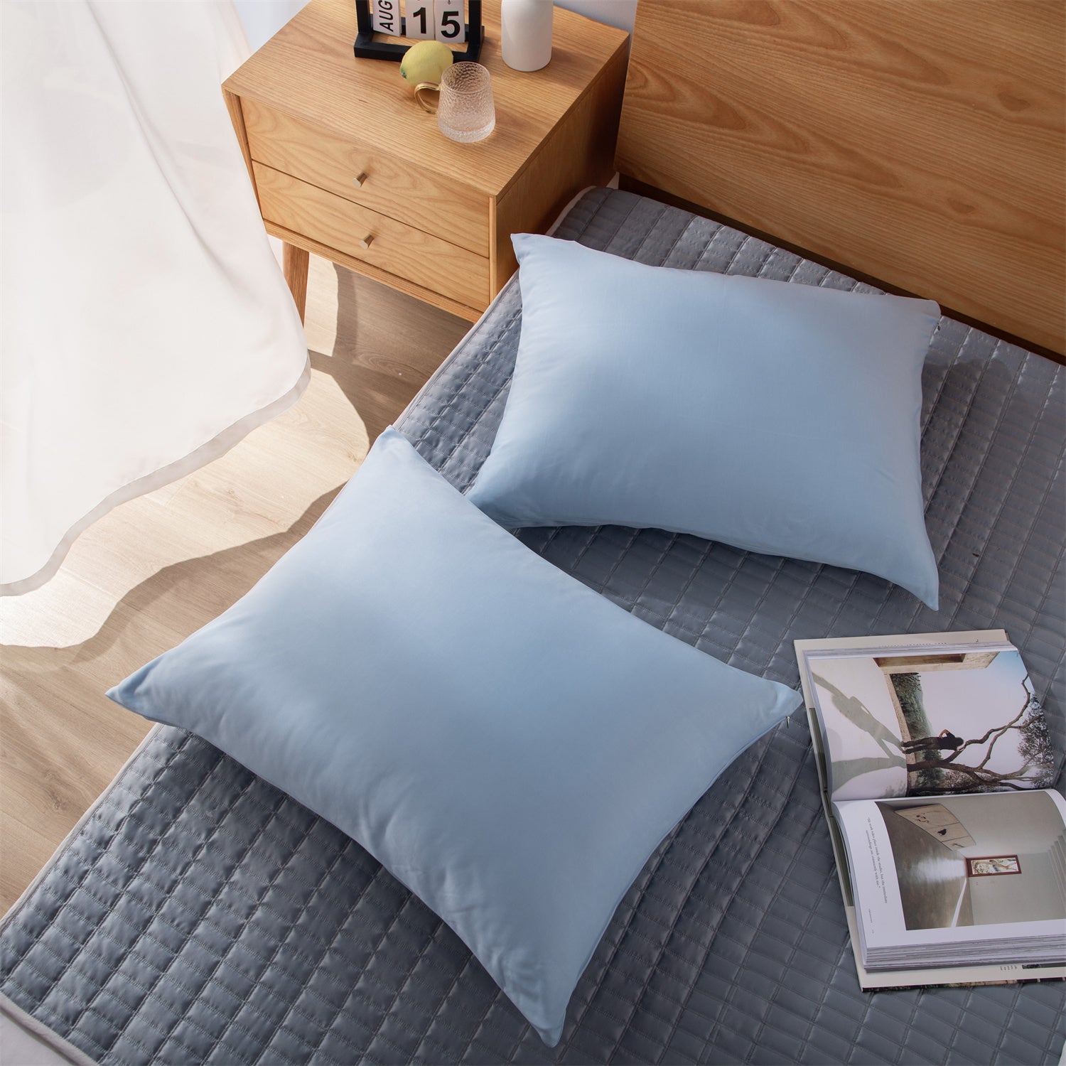 2pcs Cooling Pillowcase Set - Ultra-Soft, Moisture-Wicking & Hypoallergenic for Hair Pillow Covers - Hidden Zipper Closure Design - Ideal for Hot Sleepers in Summer Nights for Home, Guest Room, RV, Camper, Cabin, Travel and College Dorm Bedroom Decor and