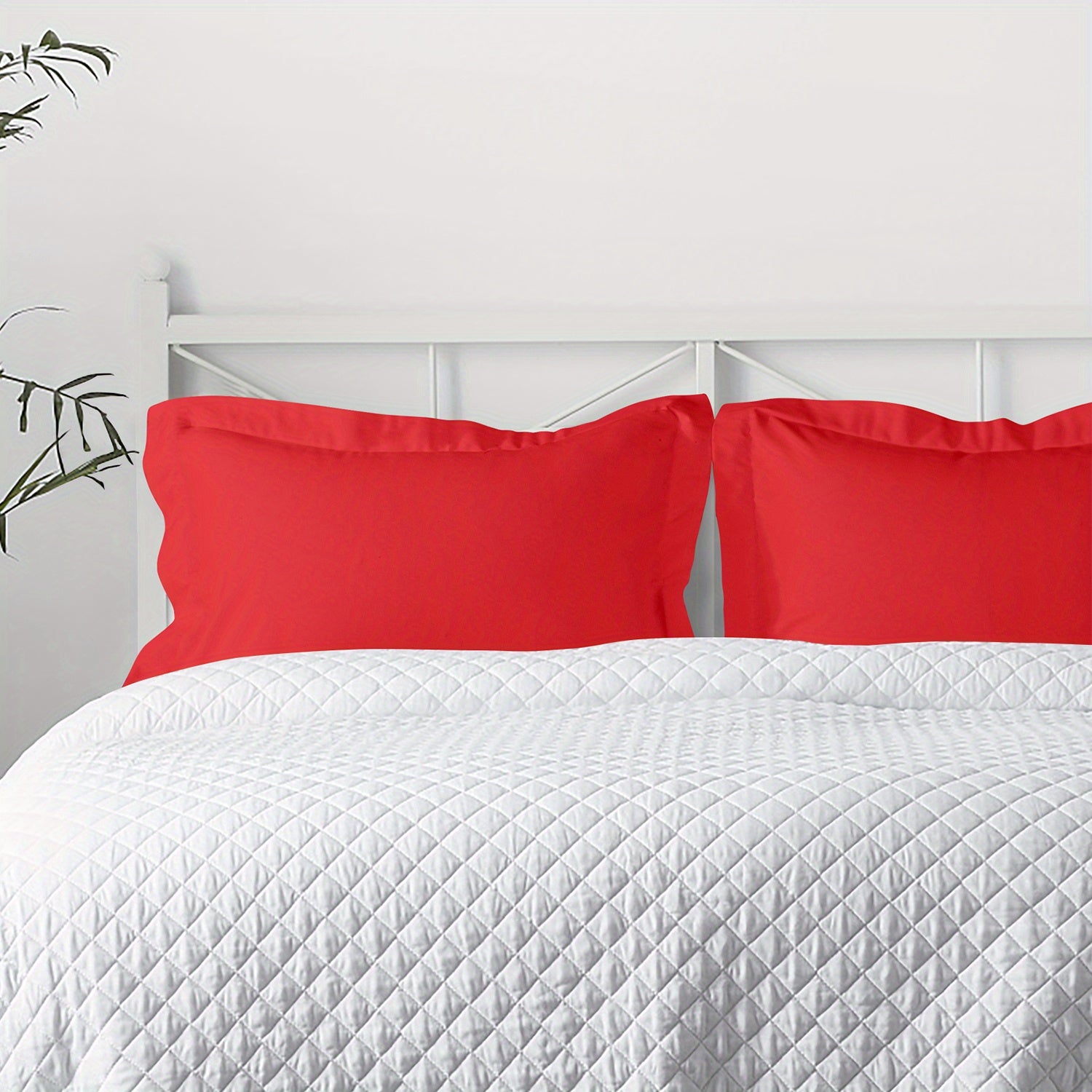 2-Pack Microfiber Pillow Shams - Super Soft, Wrinkle & Fade Resistant, Machine Washable, Solid Color Options (White/Black/Gray/Navy/Red/Yellow) - Cozy Bedding Accessories for Home Decor, Gift for Family, Pillow Covers for Bed, Decorative Pillowcases,