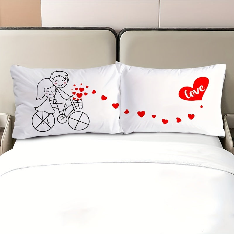 2pcs Couple Pillowcase "50*75""50*90" Kawaii Cartoon Pillowcase Made of Skin-friendly 100% Polyester Spandex Fabric Digital Printing Technology