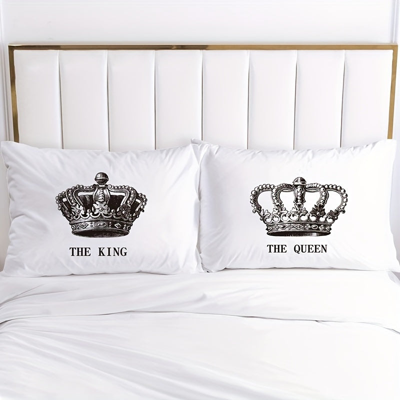 2pcs Soft & Cozy White Couple Throw Pillow Covers - Mr & Mrs Script with Red Heart Design, 18x18 Inch Polyester Decorative Pillowcases for Living Room, Bedroom, Sofa - Machine Washable, No Insert Included, Pillows for Couch