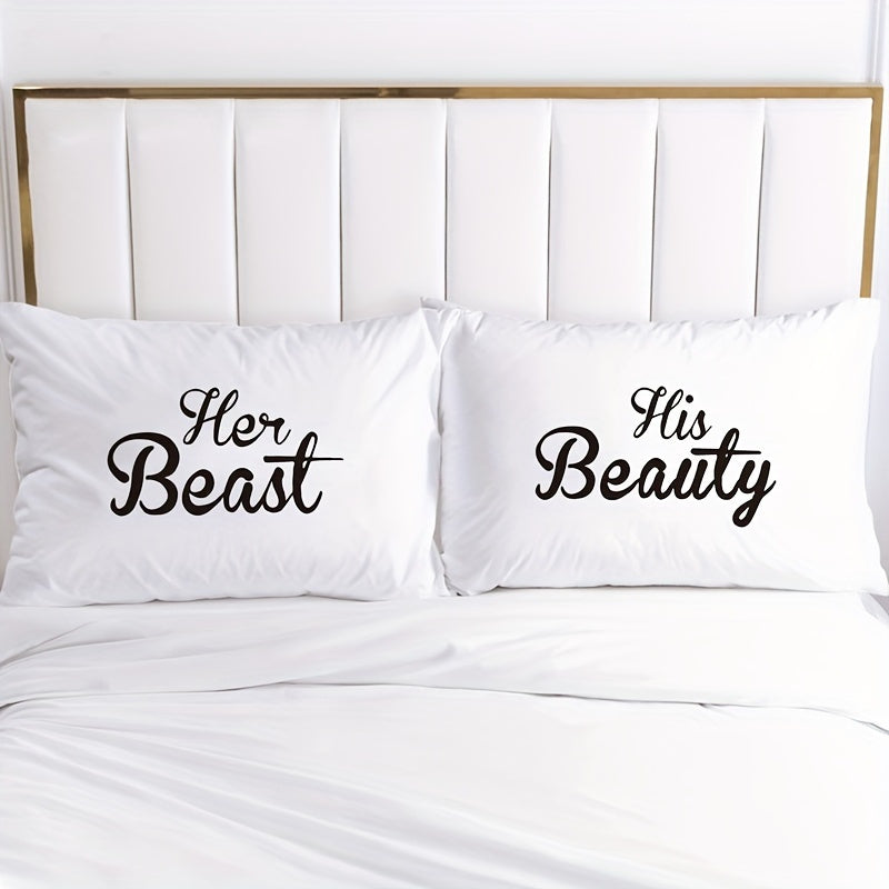 2pcs Soft & Cozy White Couple Throw Pillow Covers - Mr & Mrs Script with Red Heart Design, 18x18 Inch Polyester Decorative Pillowcases for Living Room, Bedroom, Sofa - Machine Washable, No Insert Included, Pillows for Couch