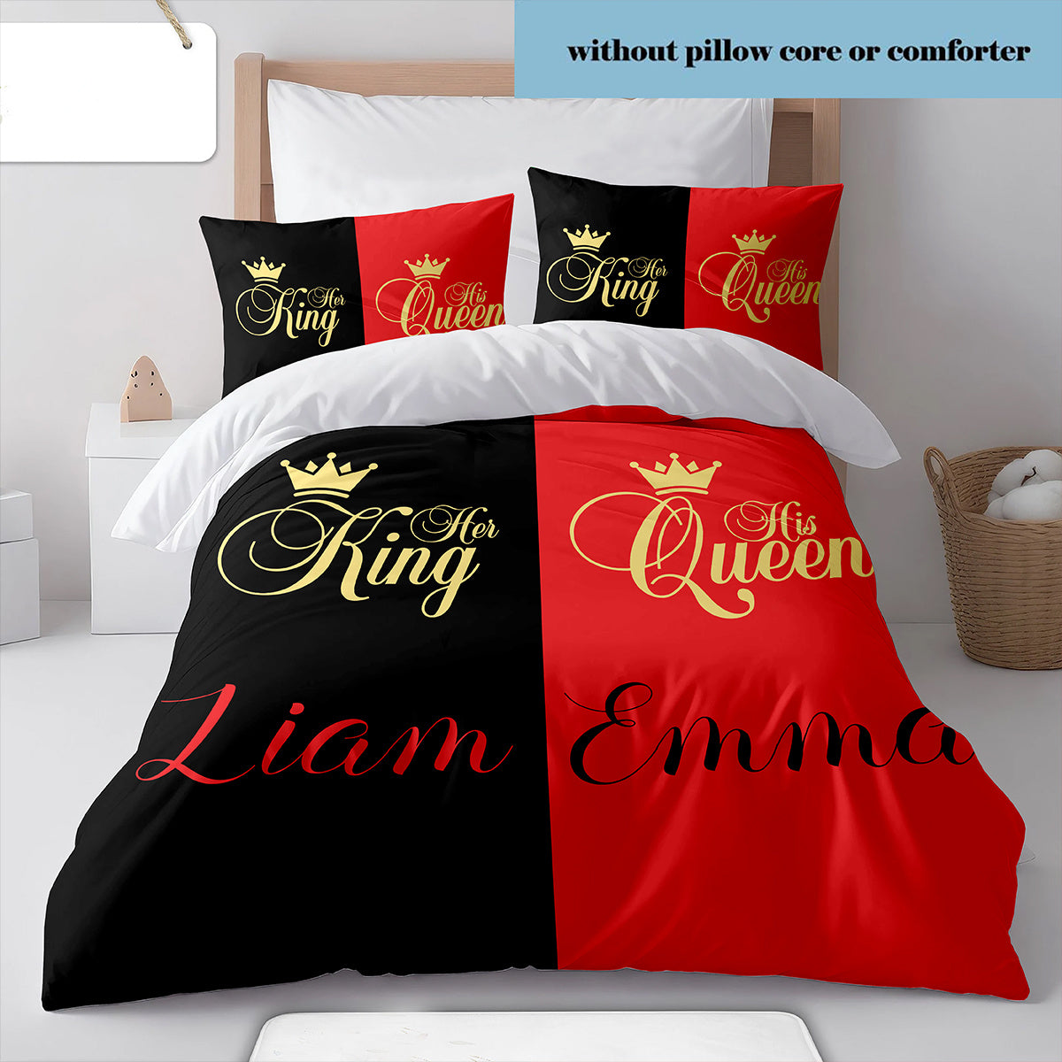 3D Name Custom Bedding Queen and King Love Print Cover Cartoon Quilt Cover for Bedroom Decor Bed Clothes Halloween Christmas Gifts (1 * Duvet Cover+2 * Pillowcase, Without Core)--Qiang214