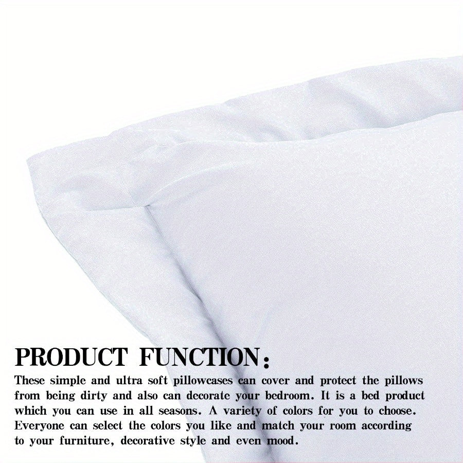 2-Pack Microfiber Pillow Shams - Super Soft, Wrinkle & Fade Resistant, Machine Washable, Solid Color Options (White/Black/Gray/Navy/Red/Yellow) - Cozy Bedding Accessories for Home Decor, Gift for Family, Pillow Covers for Bed, Decorative Pillowcases,