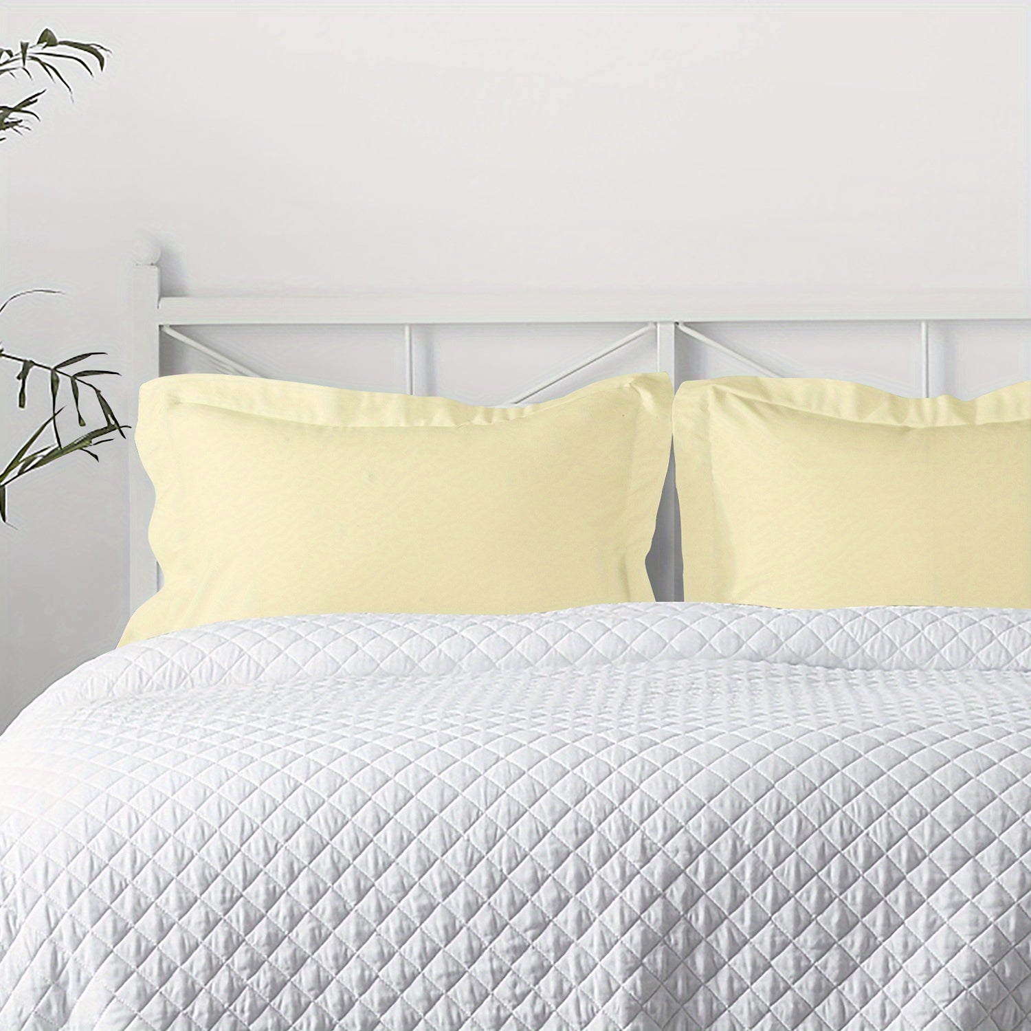2-Pack Microfiber Pillow Shams - Super Soft, Wrinkle & Fade Resistant, Machine Washable, Solid Color Options (White/Black/Gray/Navy/Red/Yellow) - Cozy Bedding Accessories for Home Decor, Gift for Family, Pillow Covers for Bed, Decorative Pillowcases,