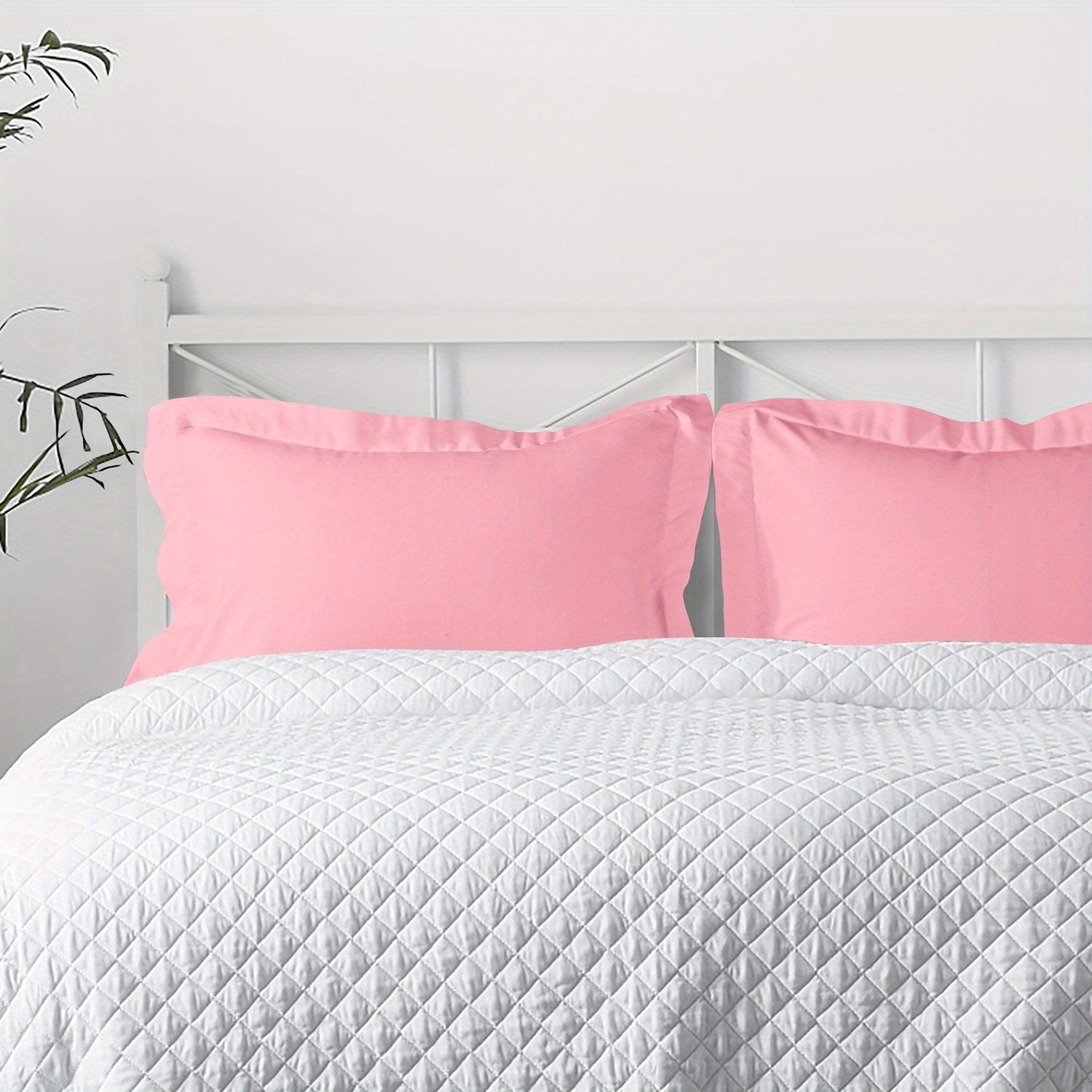 2-Pack Microfiber Pillow Shams - Super Soft, Wrinkle & Fade Resistant, Machine Washable, Solid Color Options (White/Black/Gray/Navy/Red/Yellow) - Cozy Bedding Accessories for Home Decor, Gift for Family, Pillow Covers for Bed, Decorative Pillowcases,