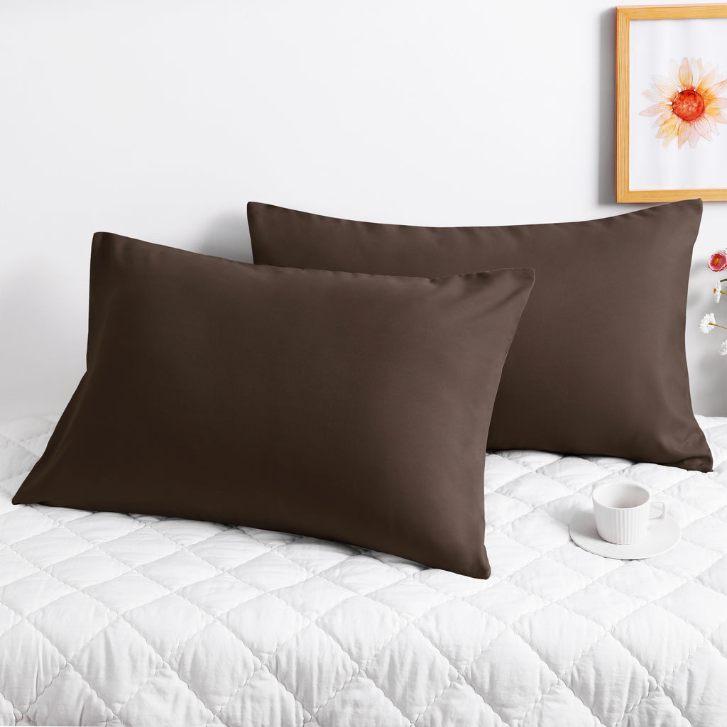 1 Pair Microfiber Pillowcases with Envelope Closure, Solid Color Pillow Caces