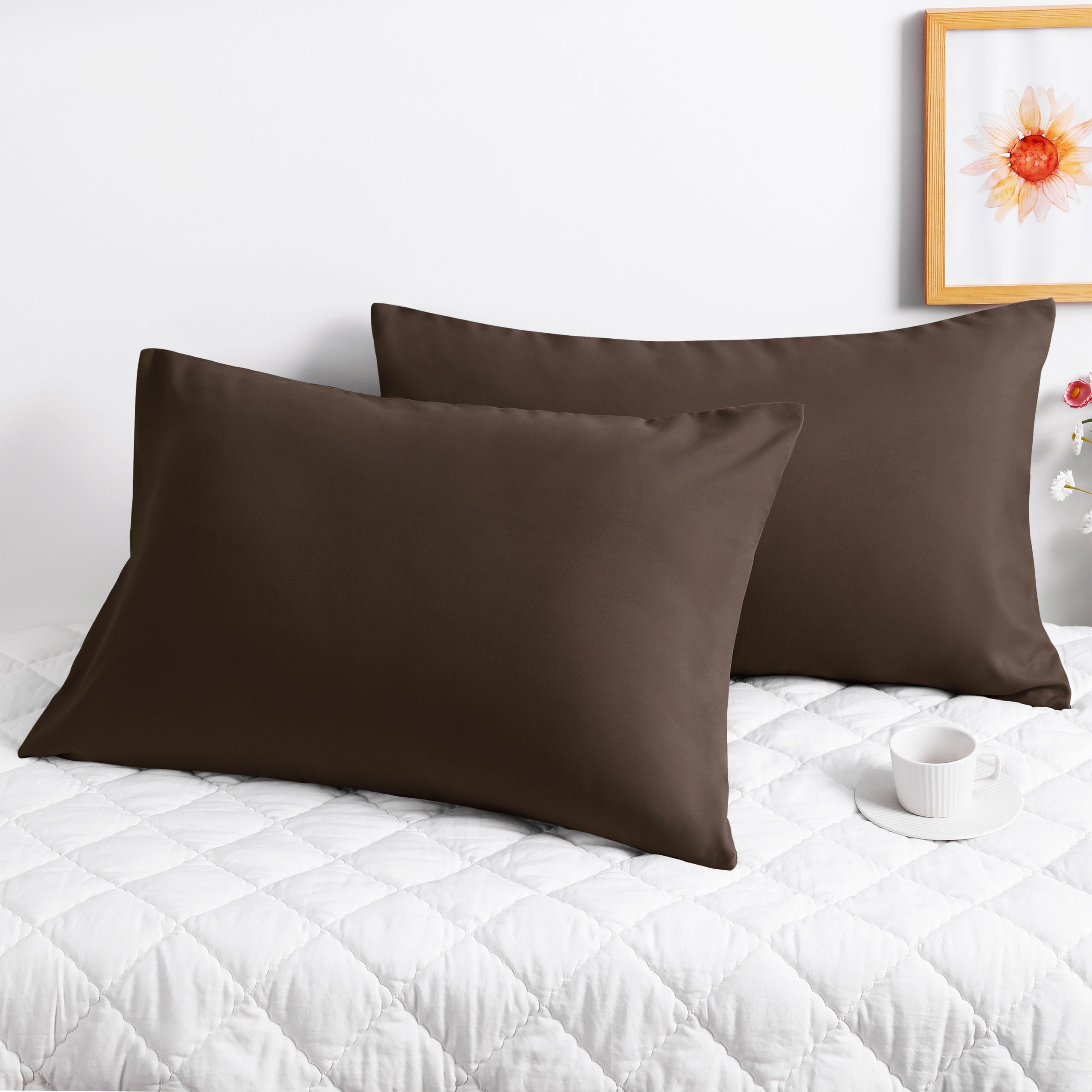 1 Pair Microfiber Pillowcases with Envelope Closure, Solid Color Pillow Caces