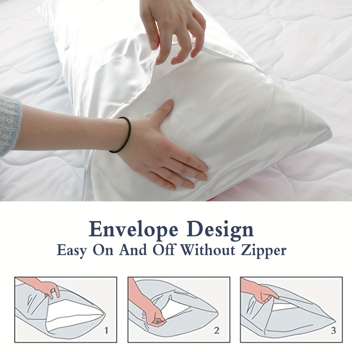 2pcs 100% Polyester Mr. And Mrs. Printed Bedroom Satin Pillowcases