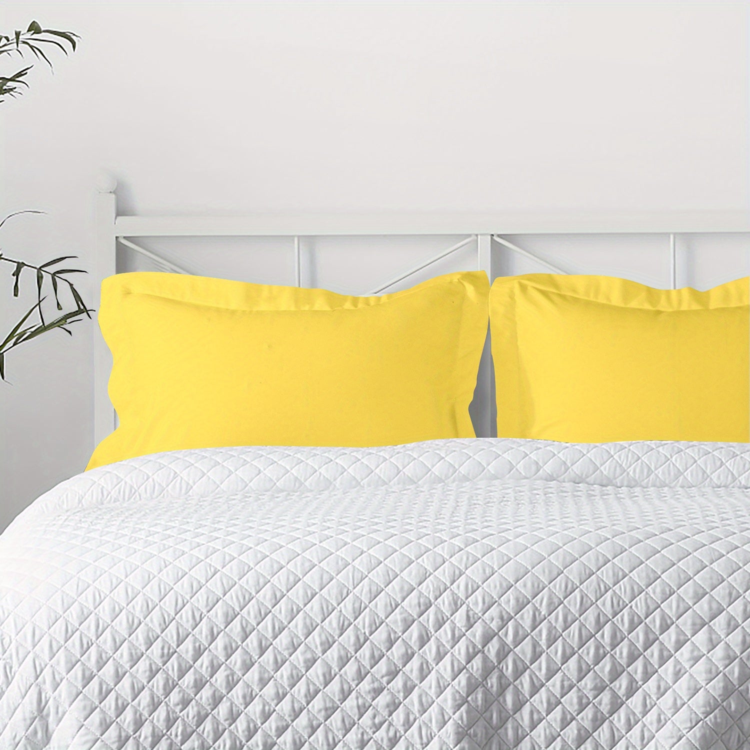 2-Pack Microfiber Pillow Shams - Super Soft, Wrinkle & Fade Resistant, Machine Washable, Solid Color Options (White/Black/Gray/Navy/Red/Yellow) - Cozy Bedding Accessories for Home Decor, Gift for Family, Pillow Covers for Bed, Decorative Pillowcases,