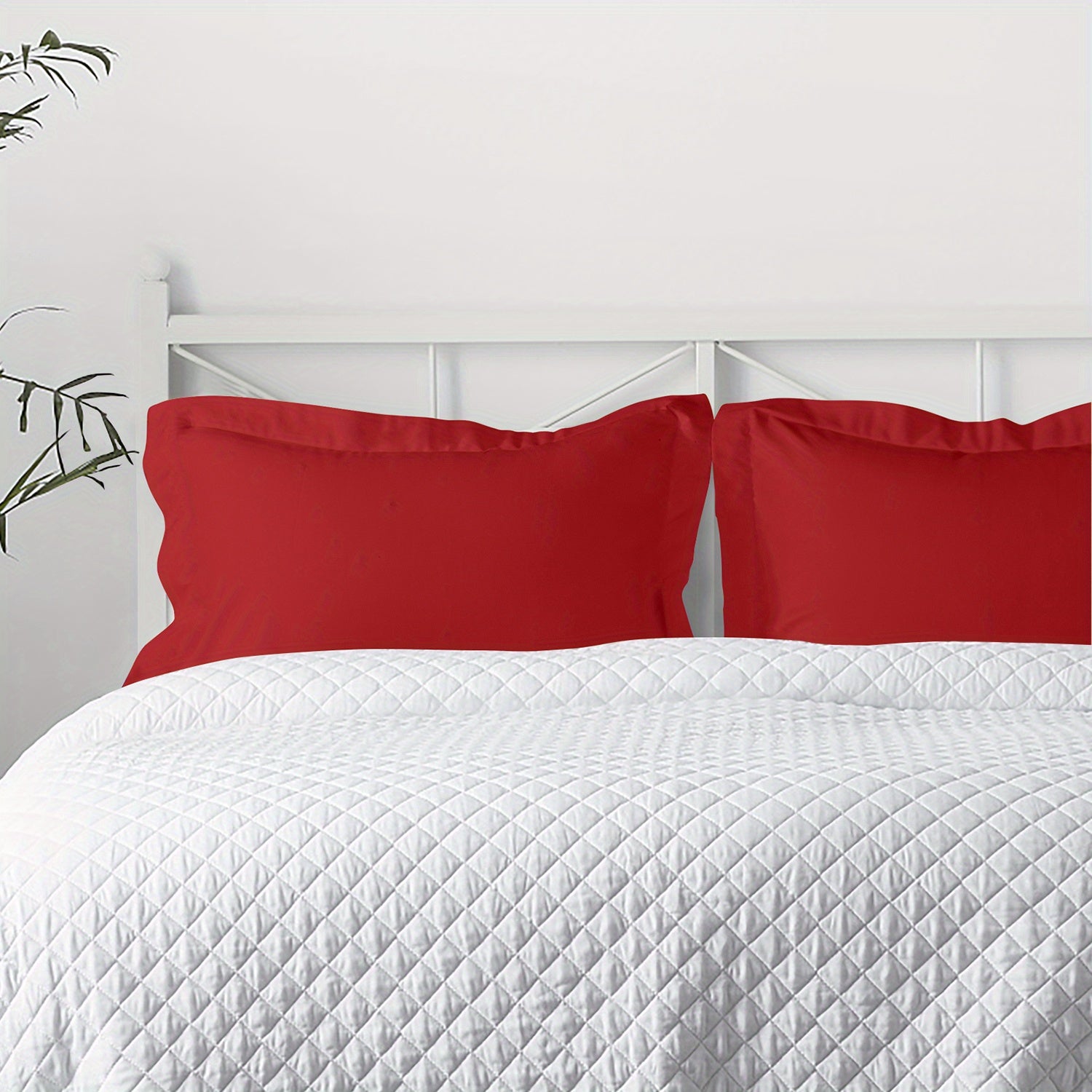 2-Pack Microfiber Pillow Shams - Super Soft, Wrinkle & Fade Resistant, Machine Washable, Solid Color Options (White/Black/Gray/Navy/Red/Yellow) - Cozy Bedding Accessories for Home Decor, Gift for Family, Pillow Covers for Bed, Decorative Pillowcases,