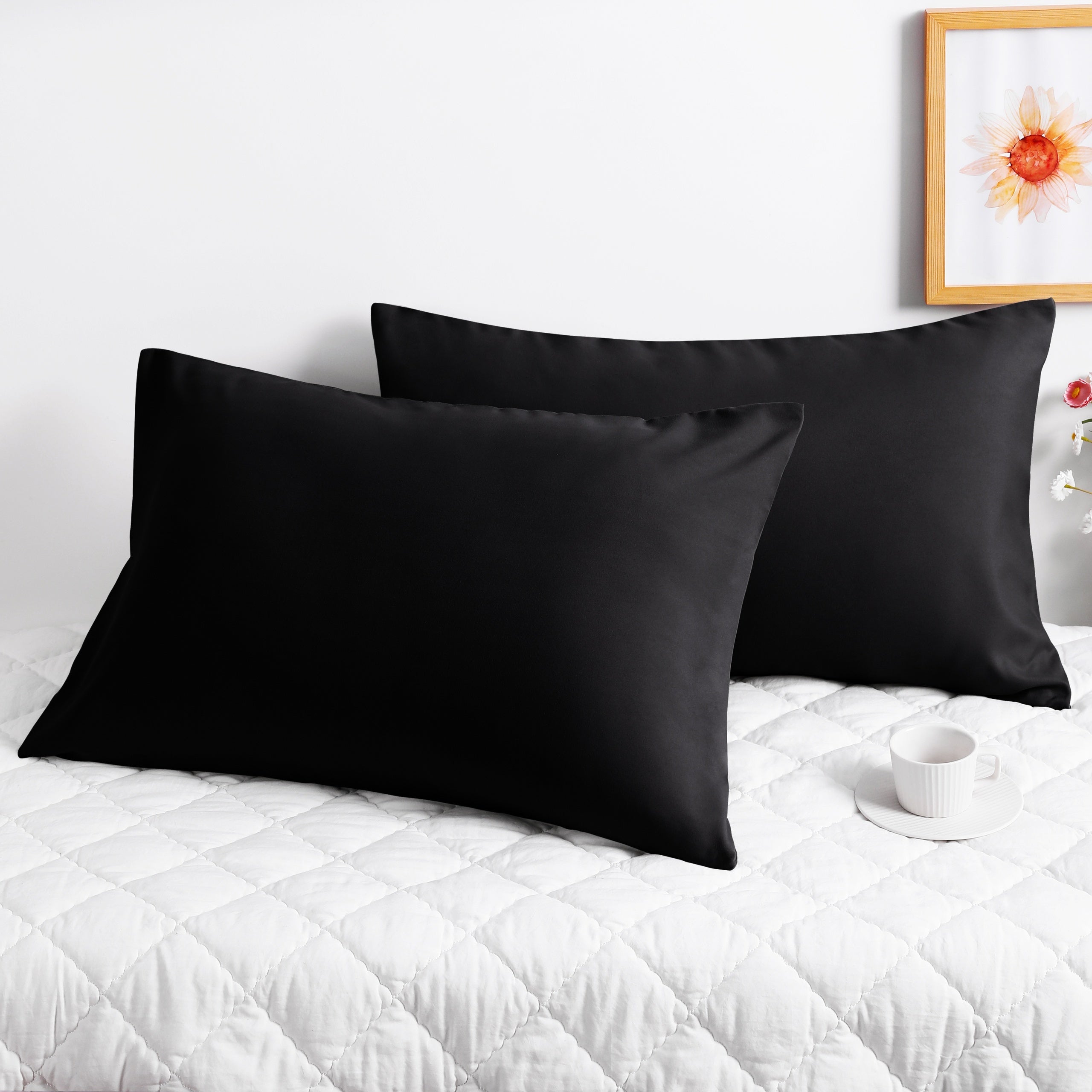 1 Pair Microfiber Pillowcases with Envelope Closure, Solid Color Pillow Caces