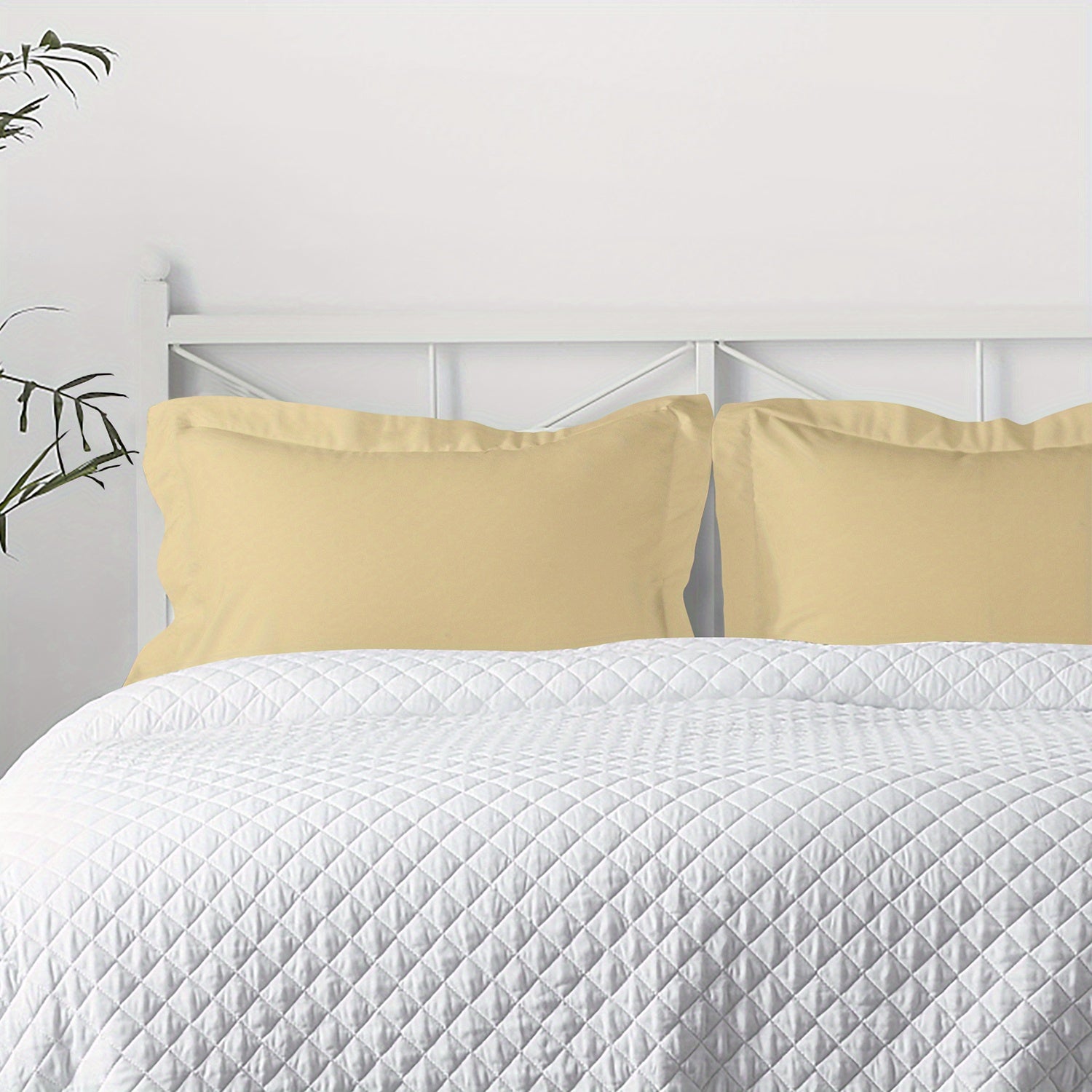 2-Pack Microfiber Pillow Shams - Super Soft, Wrinkle & Fade Resistant, Machine Washable, Solid Color Options (White/Black/Gray/Navy/Red/Yellow) - Cozy Bedding Accessories for Home Decor, Gift for Family, Pillow Covers for Bed, Decorative Pillowcases,